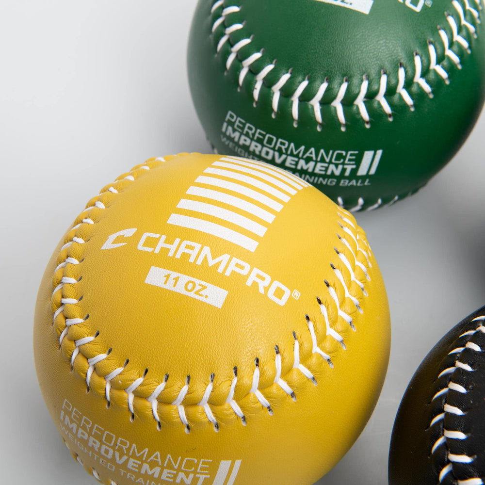 CHAMPRO striped ball midair showing rotation to track spin improvement