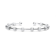Chelsea Charles front view of silver circle bead bracelet showing elegant design and function