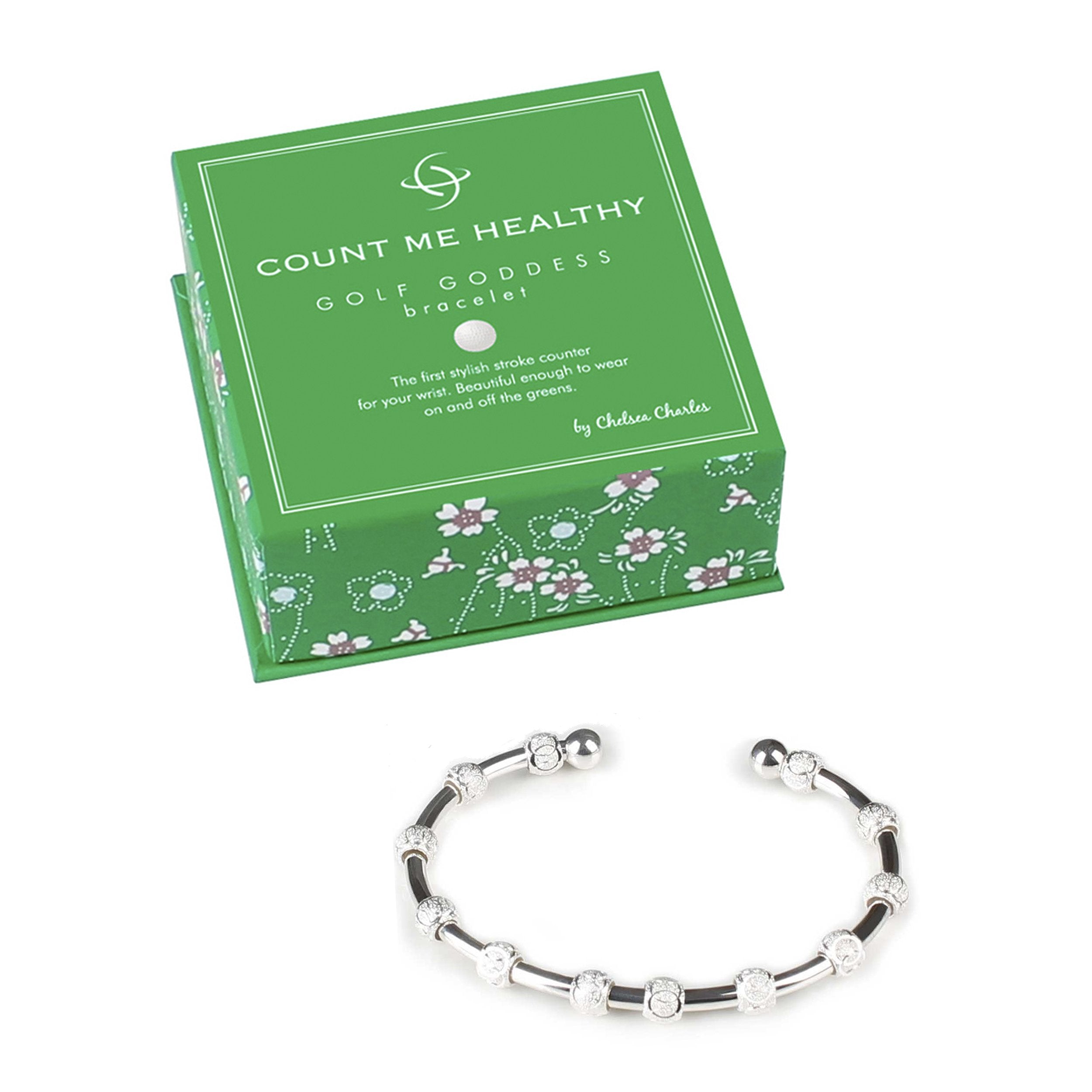 Chelsea Charles bracelet on golfer's wrist during swing showing discreet on-course use