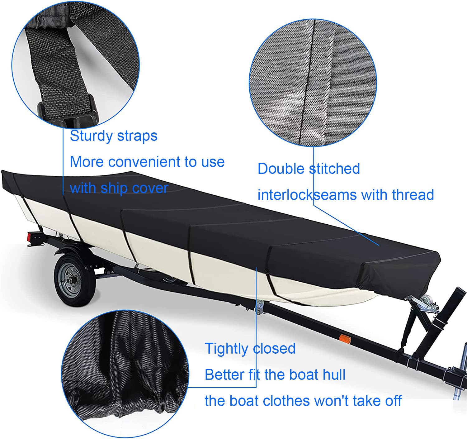 CHEYIBAO covered jon boat at lakeside showing long-term protection
