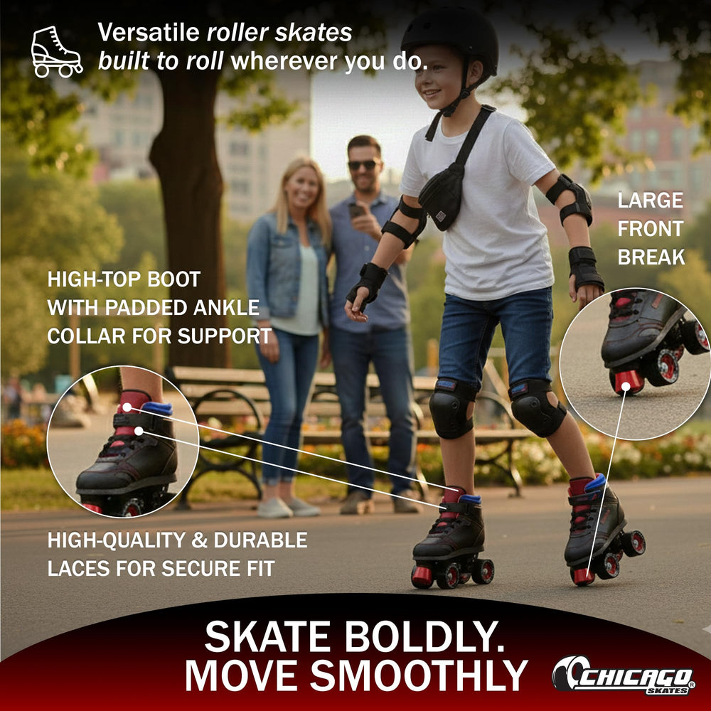 Chicago Skates adjustable chassis side profile showing reinforced trucks