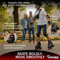 Chicago Skates adjustable chassis side profile showing reinforced trucks