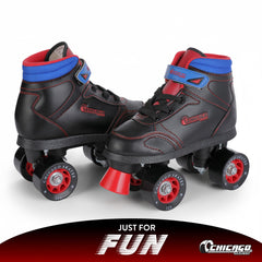 Chicago Skates close-up of 60mm wheel and bearing for smoother rides