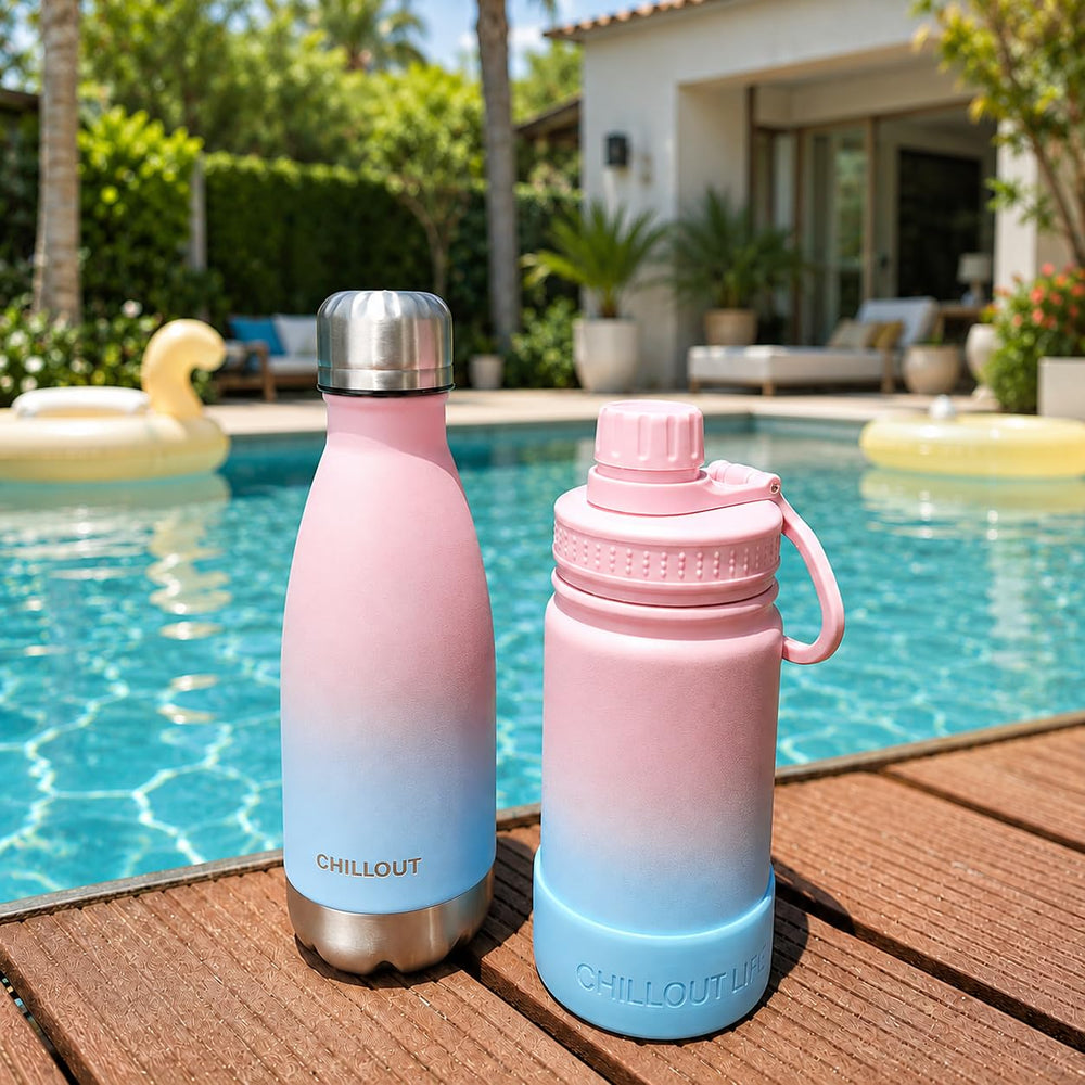 CHILLOUT LIFE bottle inside backpack showing easy travel convenience