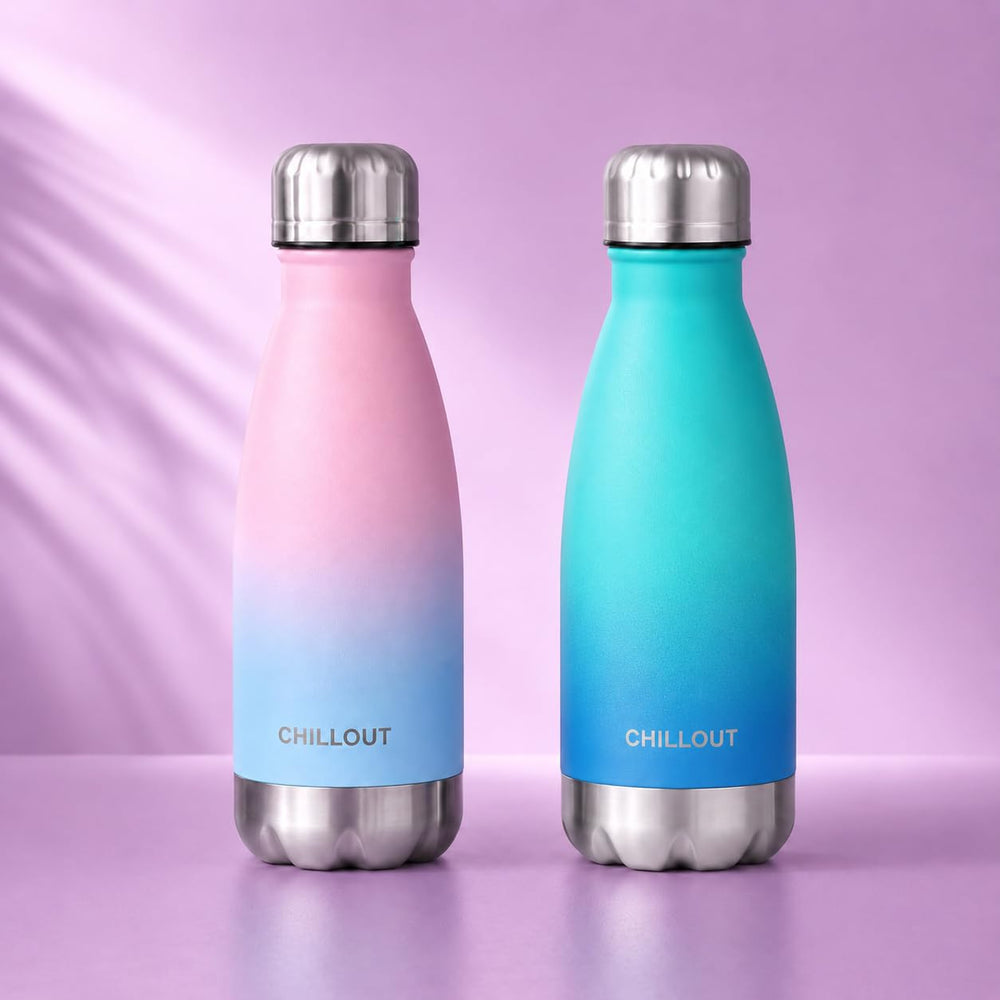 CHILLOUT LIFE bottle held in hand showing compact 12oz portability