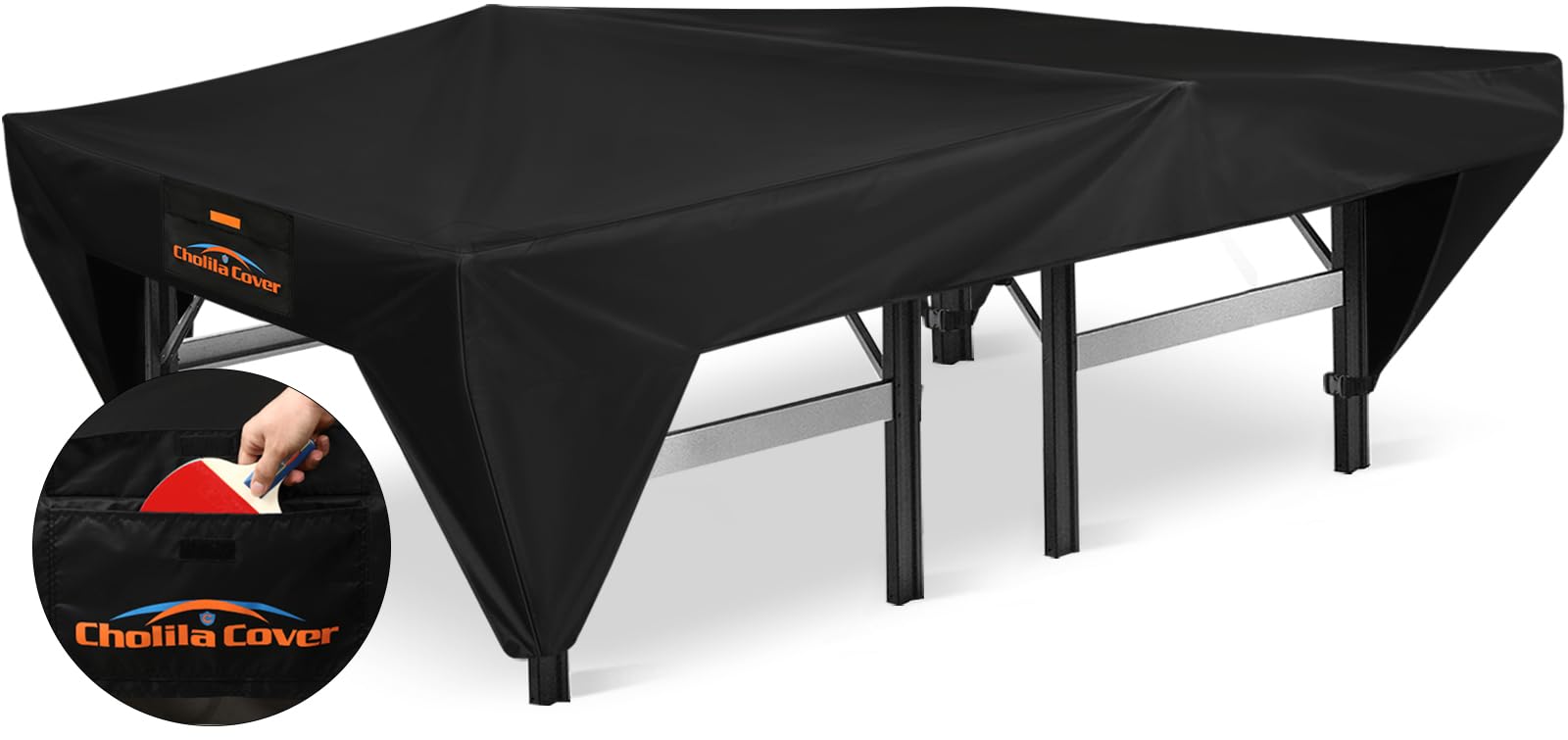 Cholila Cover front view showing full table coverage and weather protection benefit