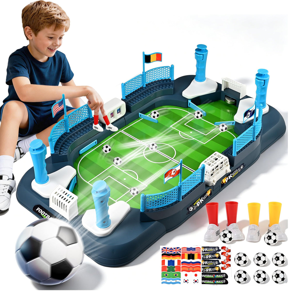 Cieex mini foosball front view showing full game setup and compact box — great portability