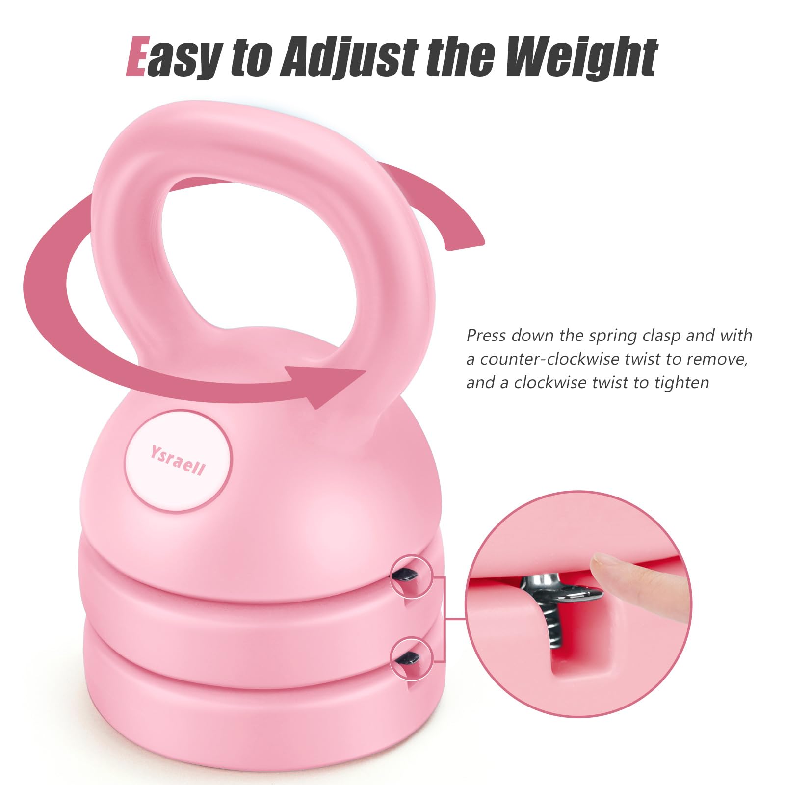 Cisleb kettlebell weight plate detail highlighting easy twist-lock adjustment benefit