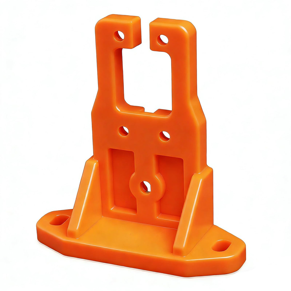 Ciuouient front view orange bracket shows simple one-piece mounting benefit