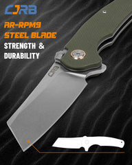 CJRB Crag G10 handle texture close-up offering secure grip benefit