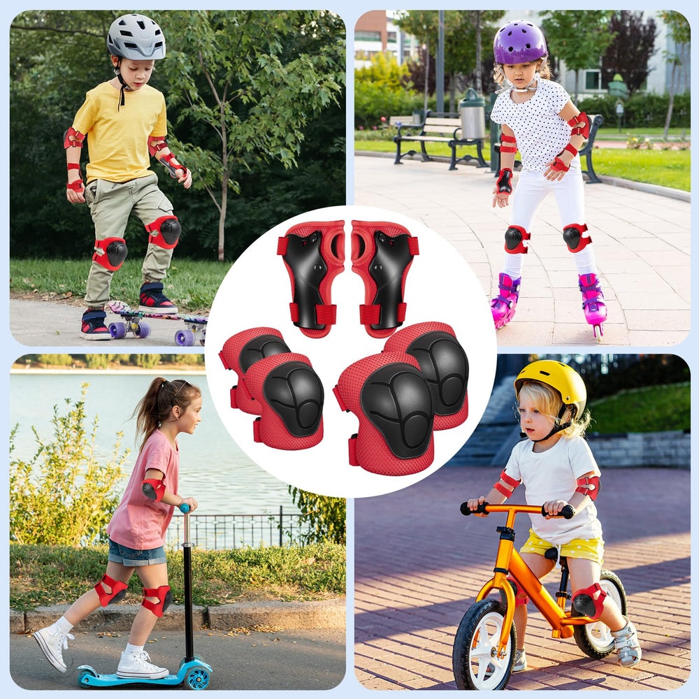 CKE size and package contents display showing included knee elbow wrist guards