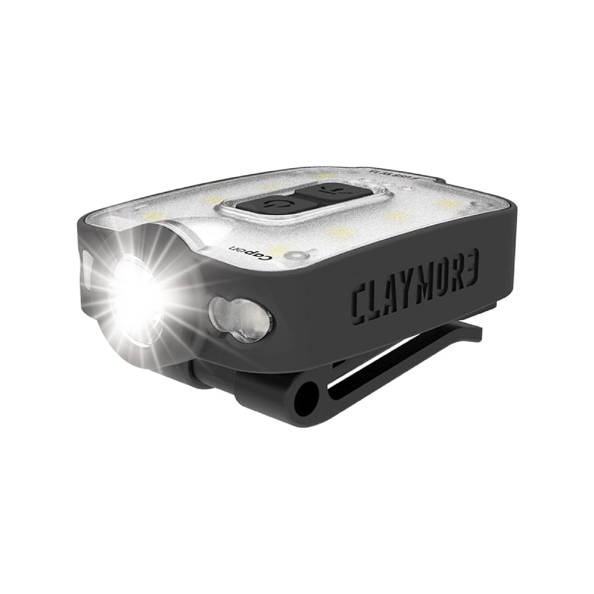 Claymore Capon 40B front view showing compact light and clip, reliable hands-free illumination