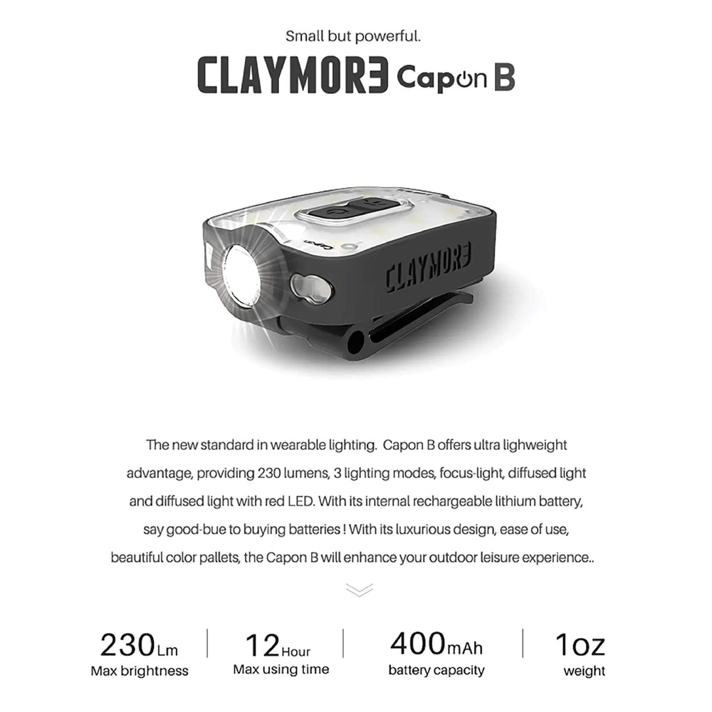 Claymore Capon 40B side profile tilted 90 degrees, adjustable beam for precise aiming