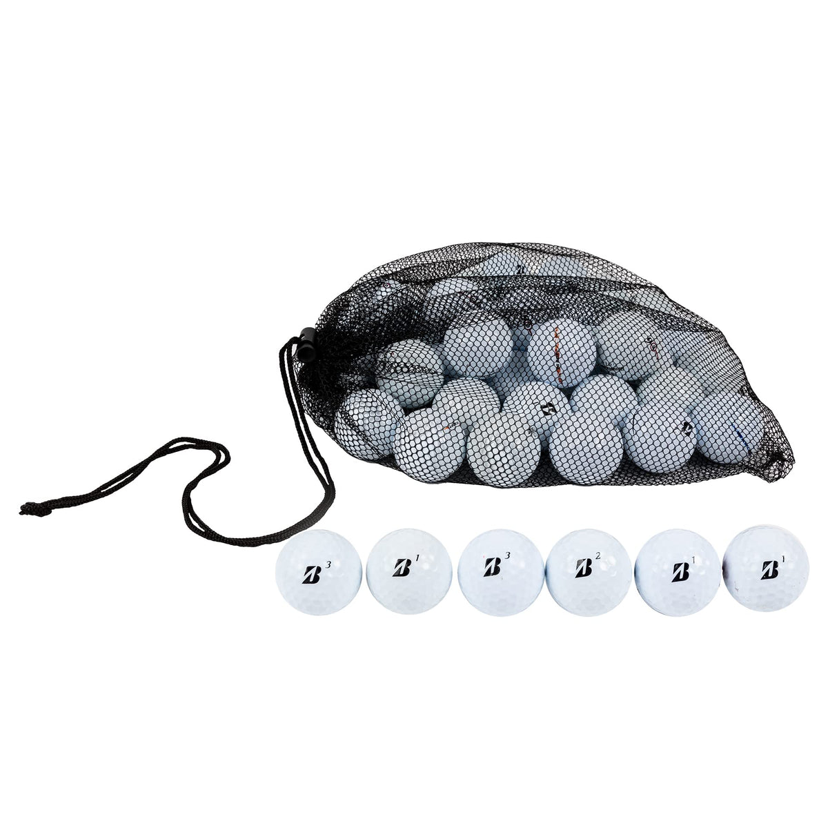 Clean Green Golf Balls front packaging showing recycled e6 mix and mesh bag benefit