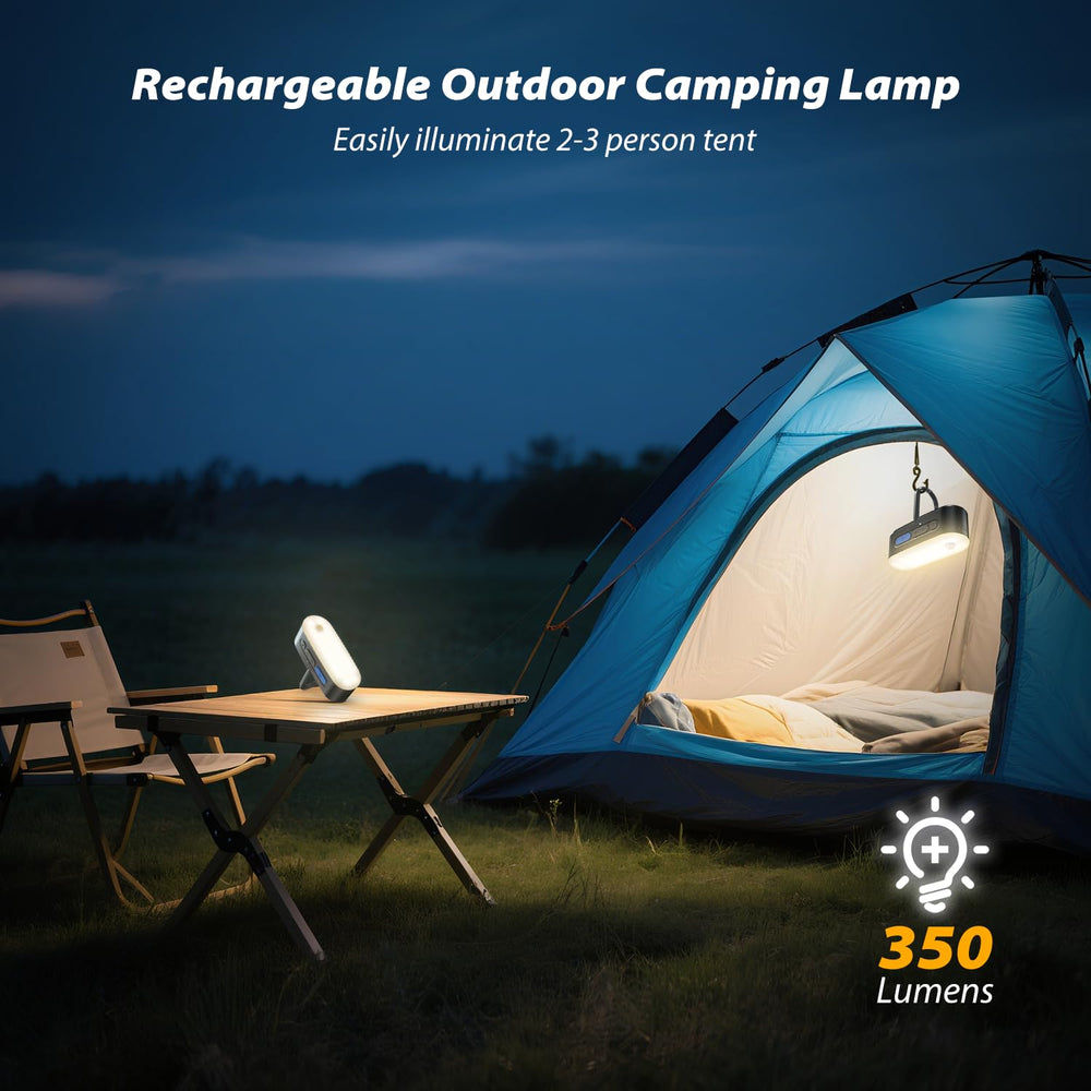 Clemas lantern hung inside a tent providing soft ambient camp lighting