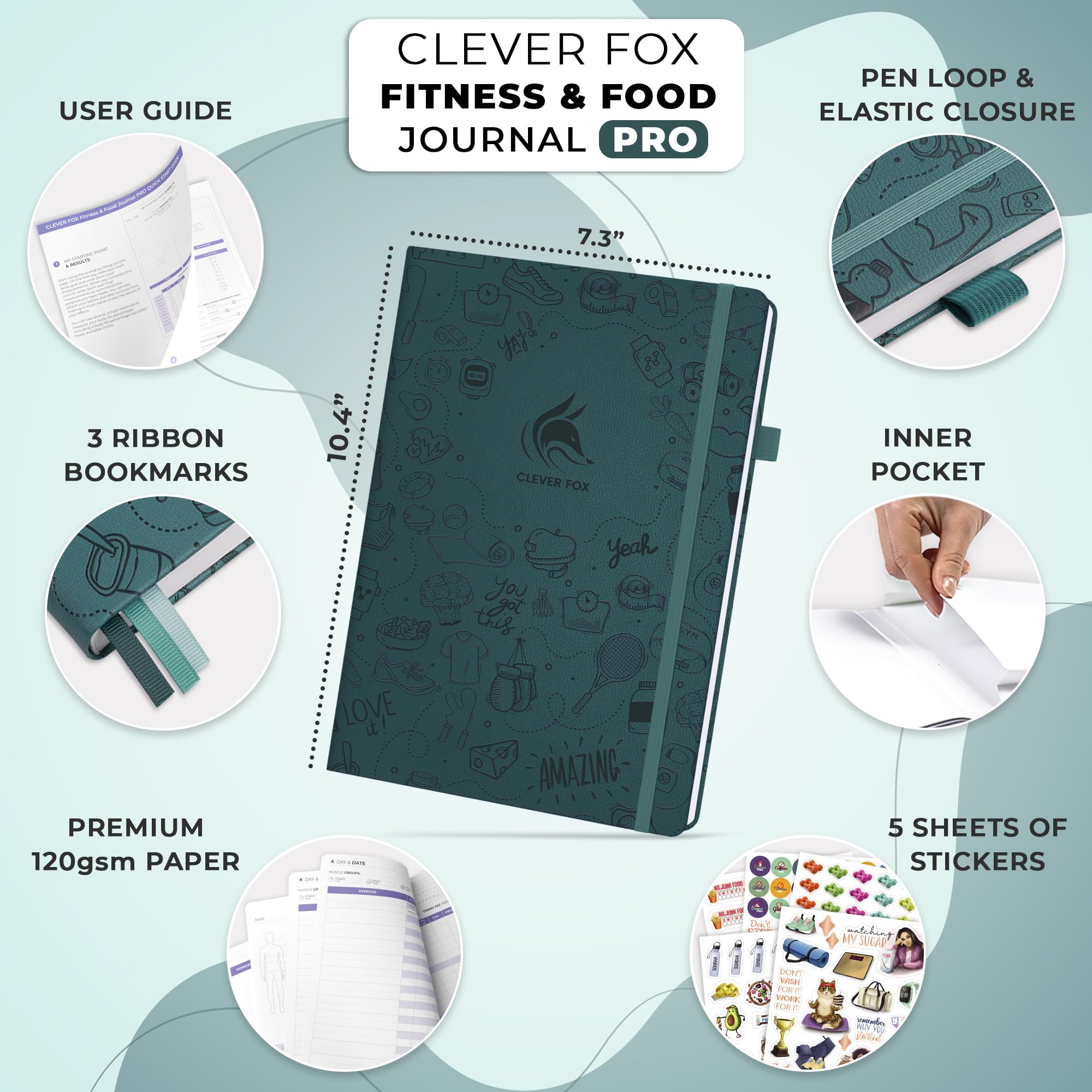 Clever Fox close-up of daily spread showing meal and workout tracking sections