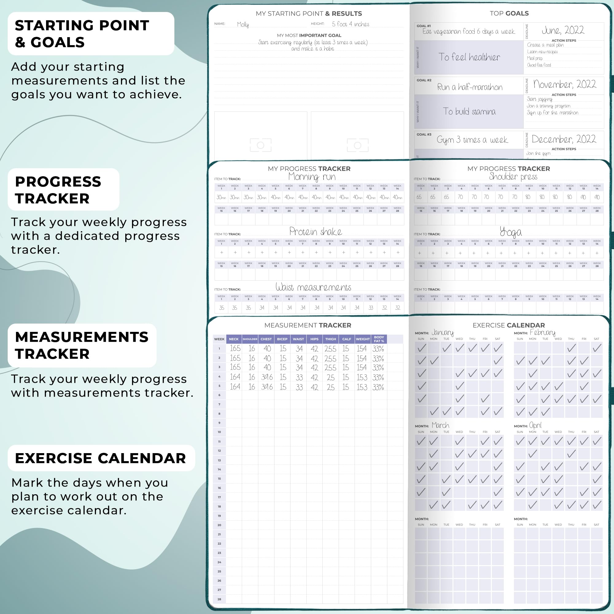 Clever Fox journal in use on a desk during a meal and workout planning session