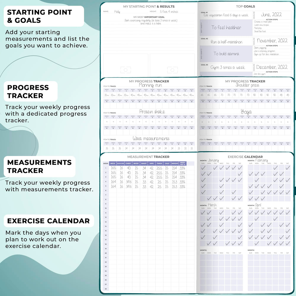 Clever Fox journal in use on a desk during a meal and workout planning session