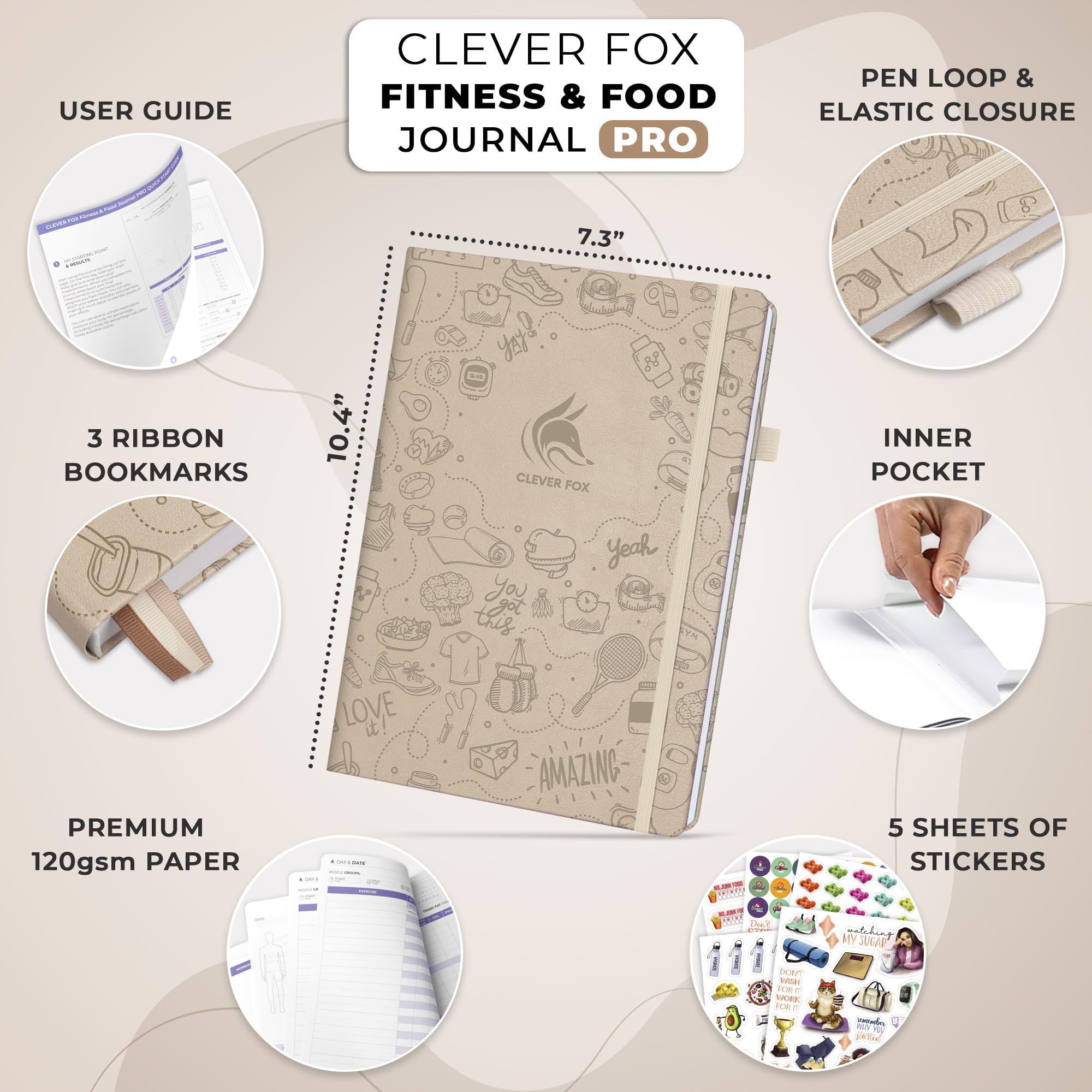 Clever Fox daily spread close-up showing meal and workout logging layout