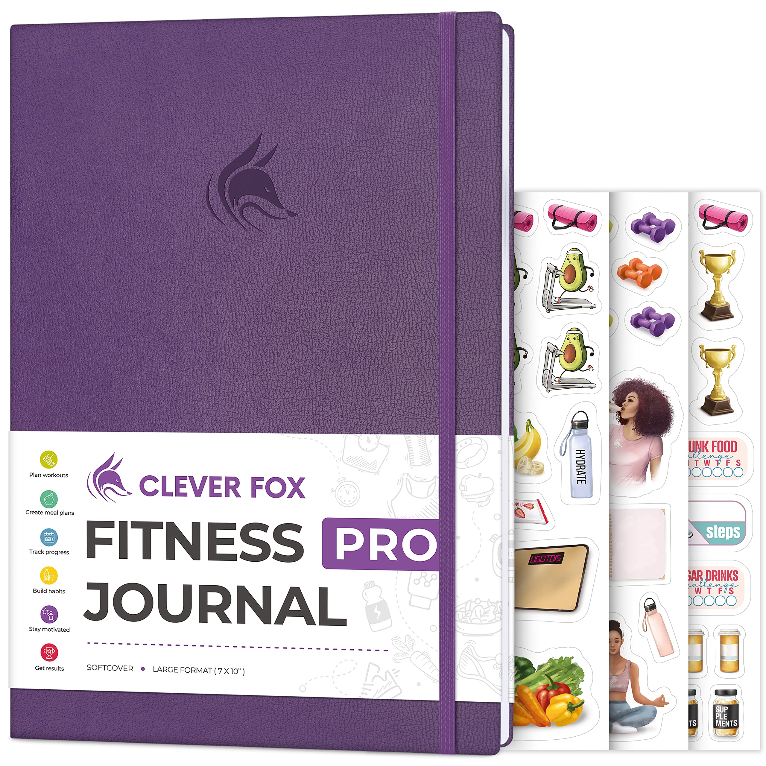 Clever Fox purple cover front view showing durable eco-leather and elastic closure for portability
