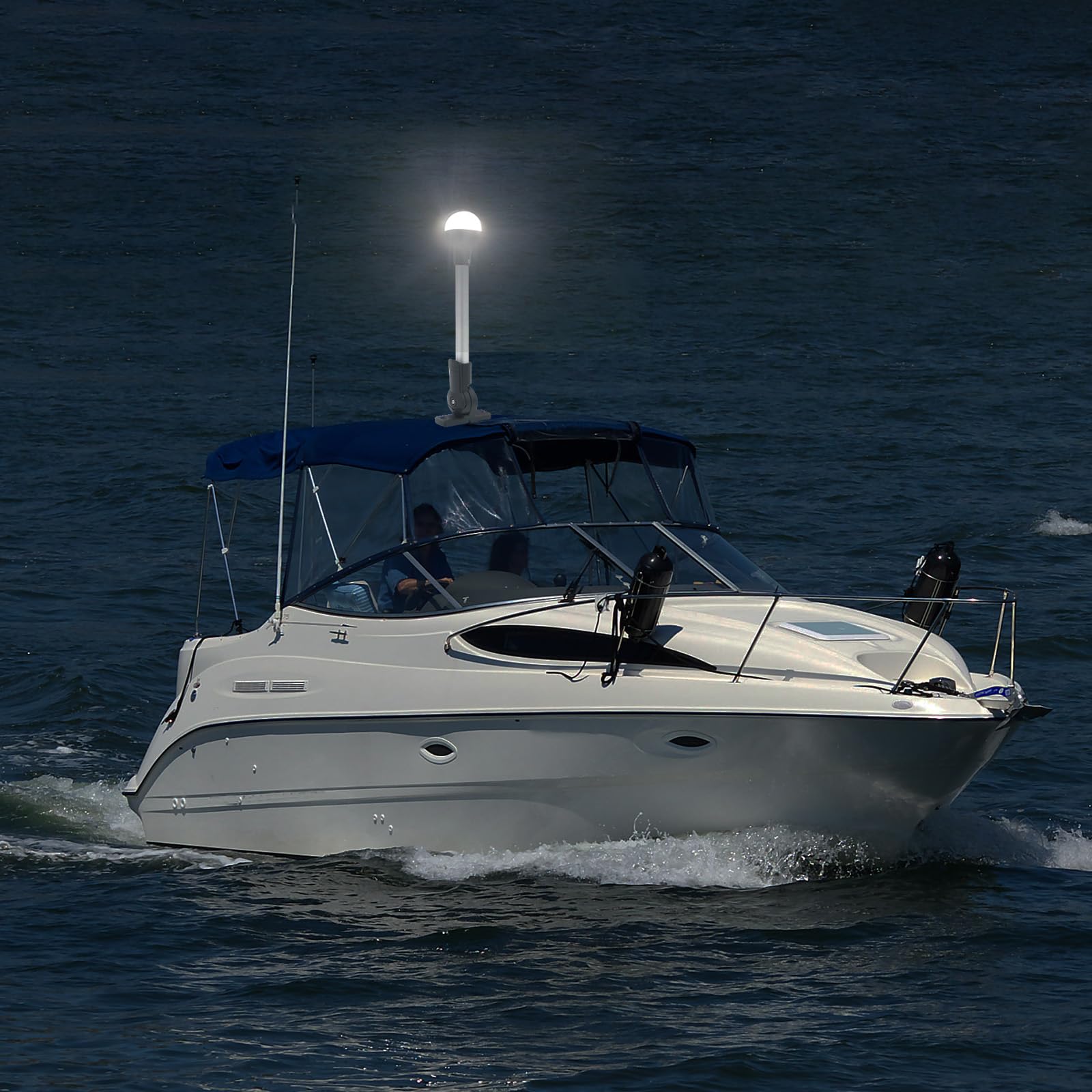 CLGMarine stern installation scale comparing light height to boat rail for correct placement