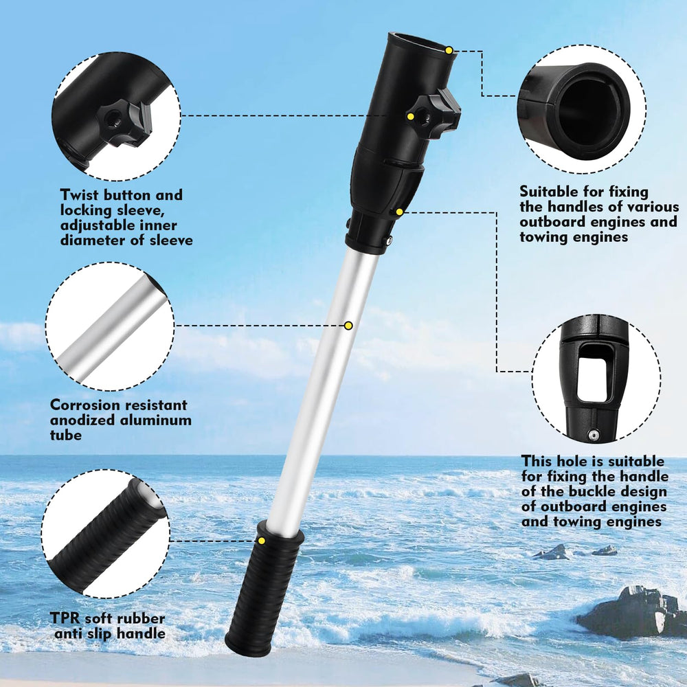CLGMarine detail of twist-lock sleeve securing to tiller for reliable attachment