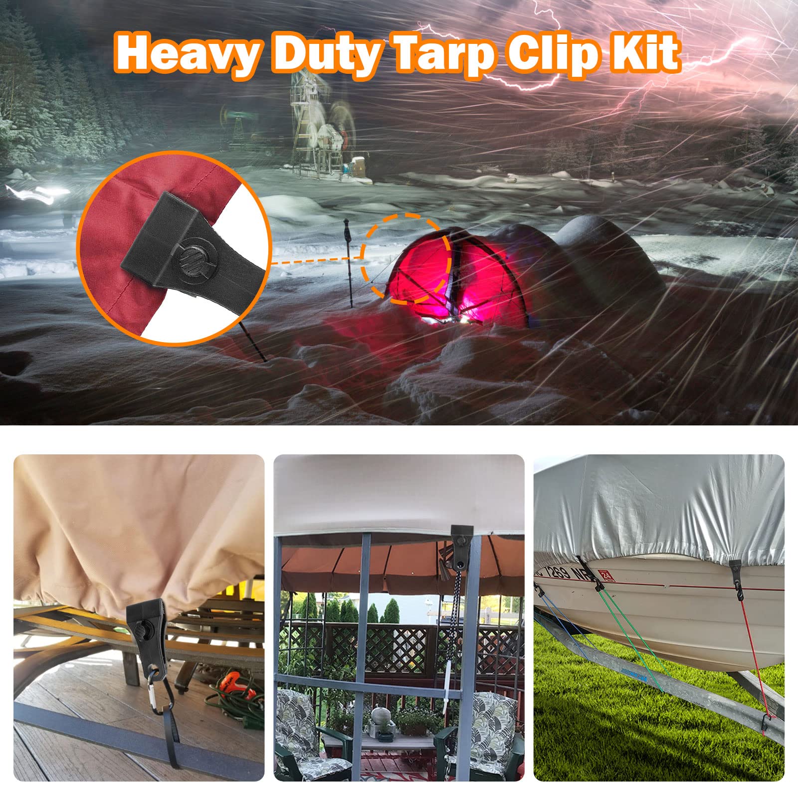 CLIO clips securing an awning in outdoor lifestyle scene for easy setup