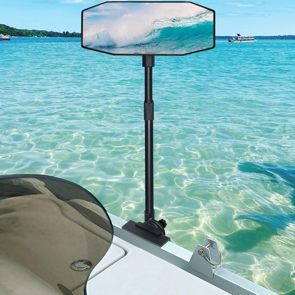 CLLOMAGY front view mirror showing wide rear visibility benefit
