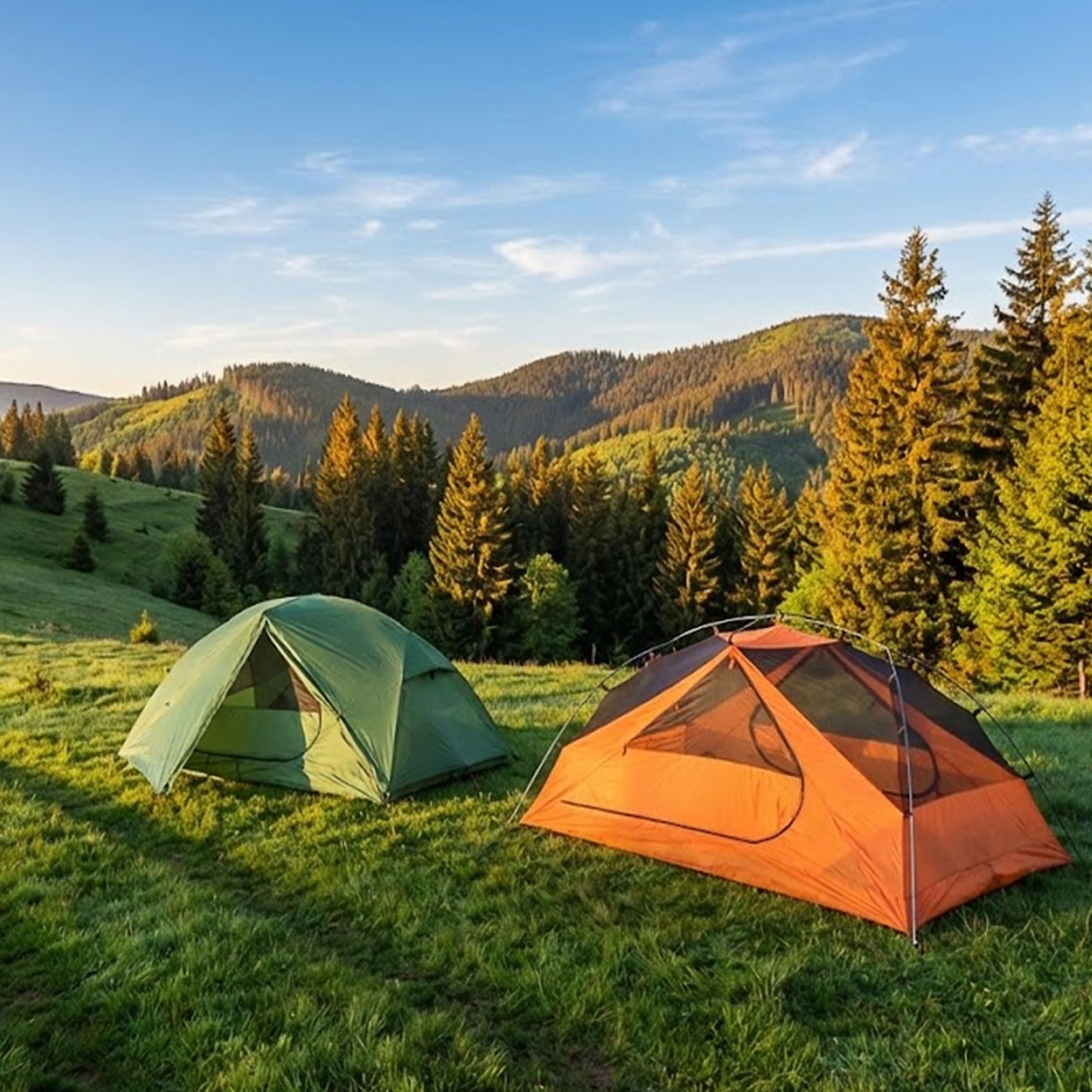Clostnature campsite lifestyle with tent pitched for two people comfort