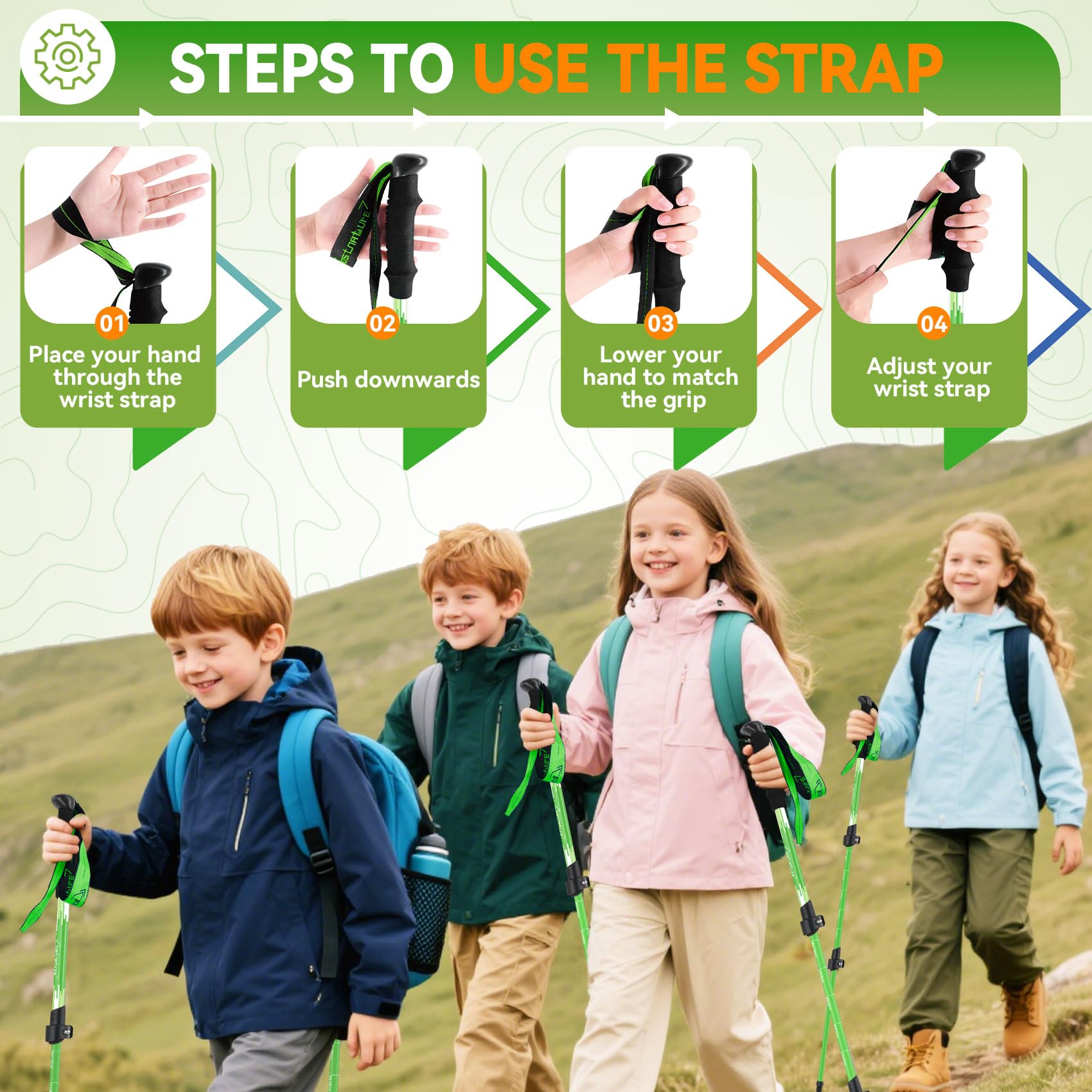 Clostnature collapsed poles next to backpack, compact for kid carrying