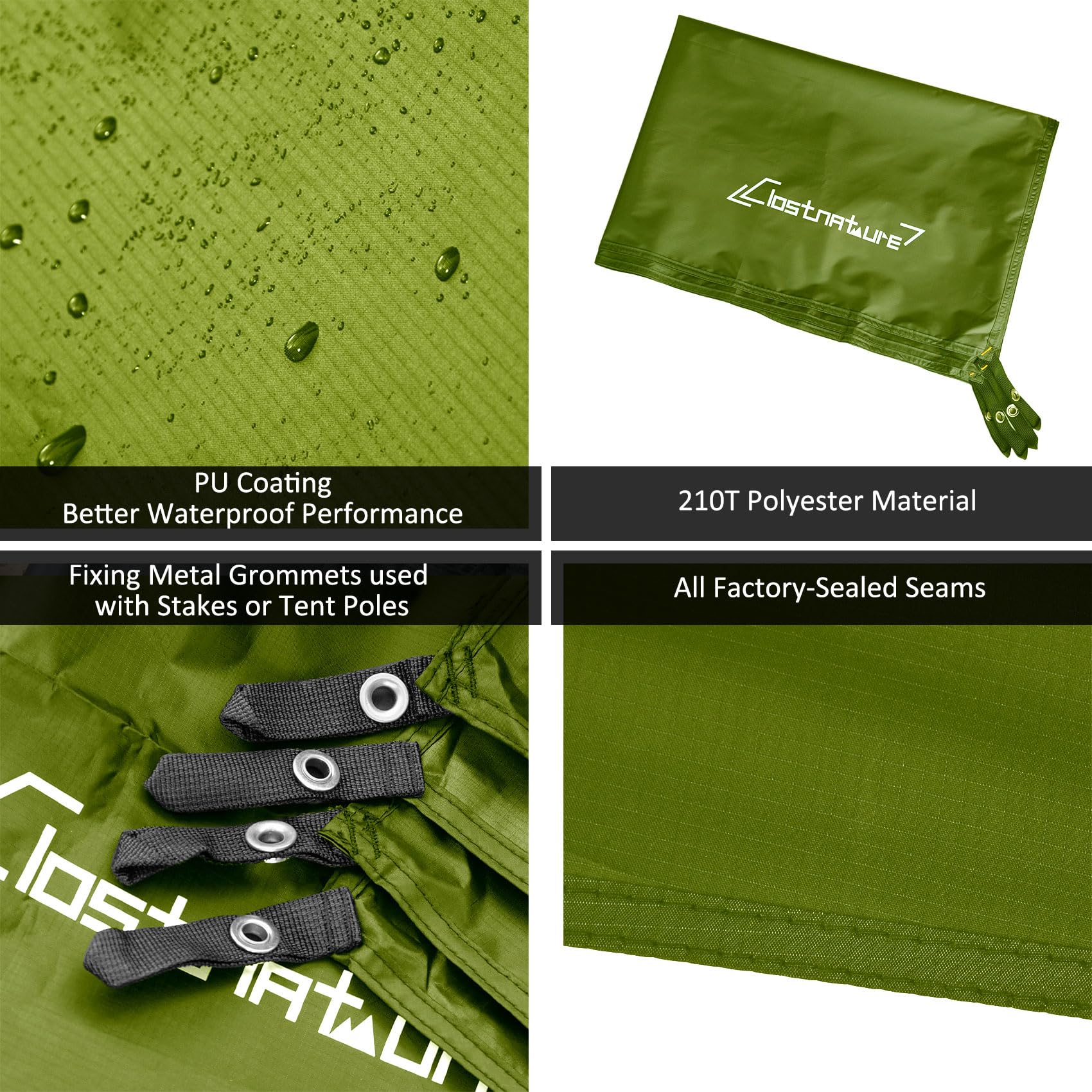 Clostnature ripstop 210T fabric close-up showing texture and durable waterproof coating