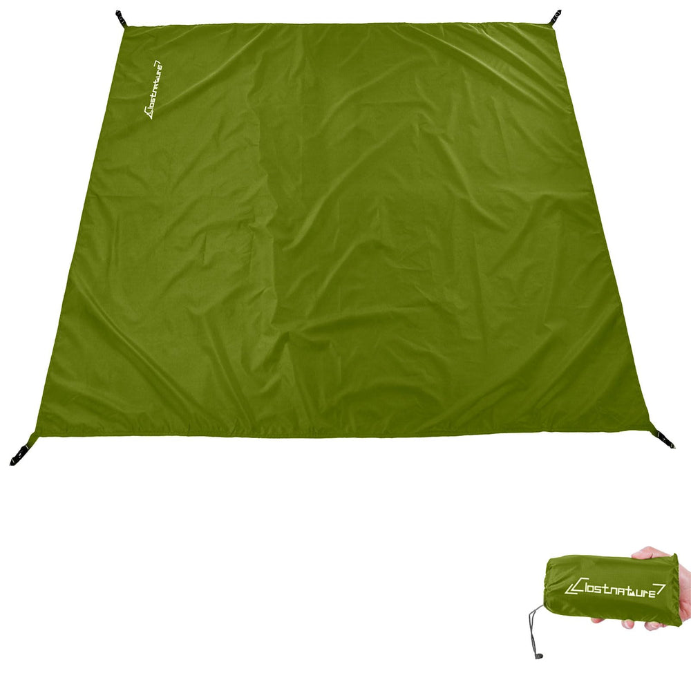 Clostnature footprint front view showing compact packed shape and label, protects gear
