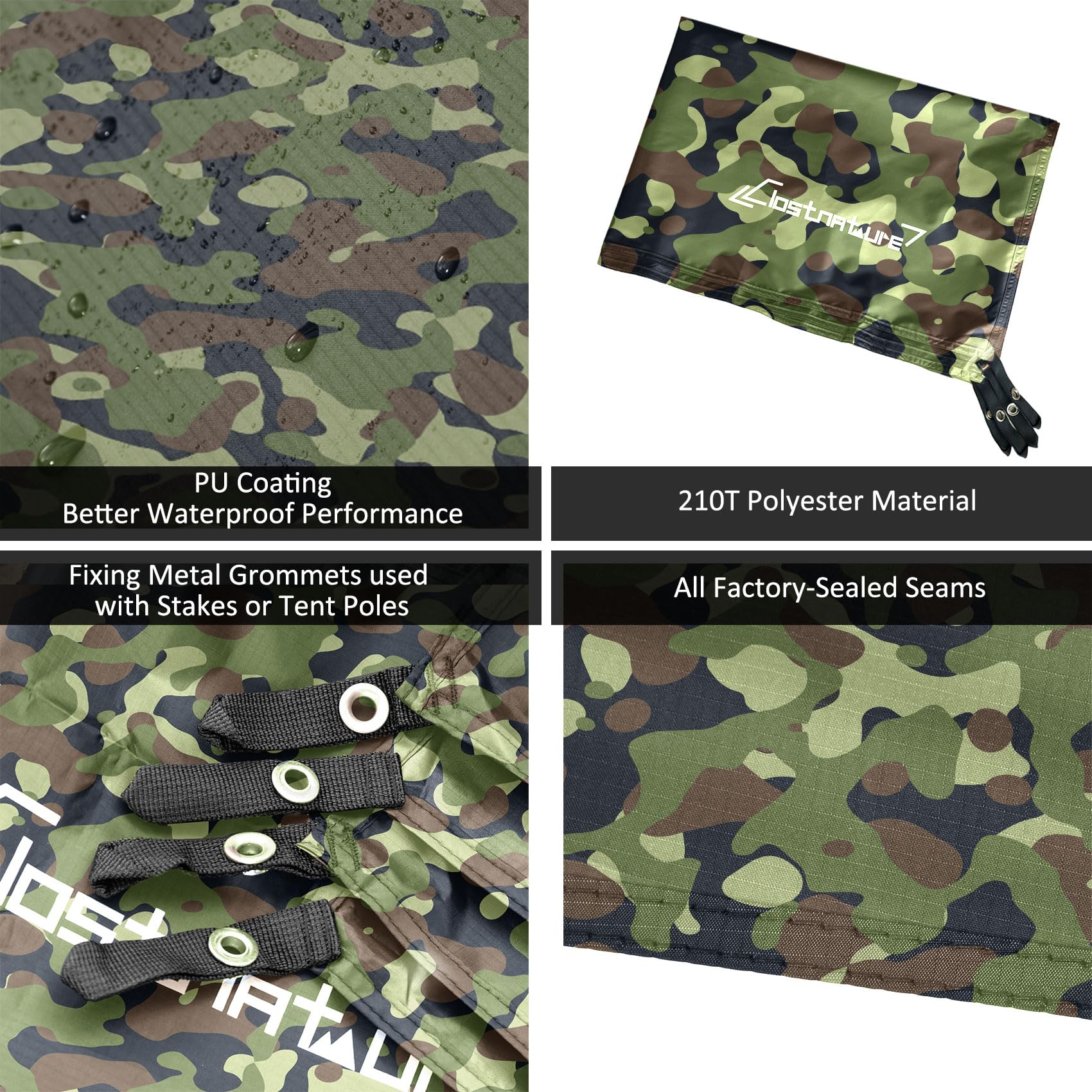 Clostnature footprint folded in drawstring bag for lightweight, compact carrying