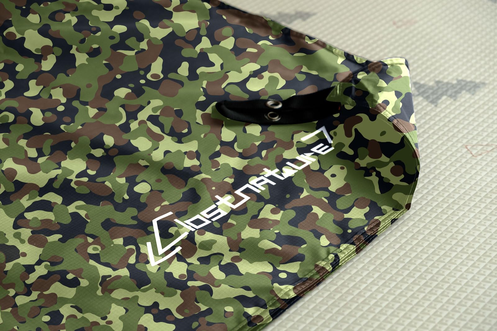 Clostnature tarp staked as a small shelter offering quick rain protection