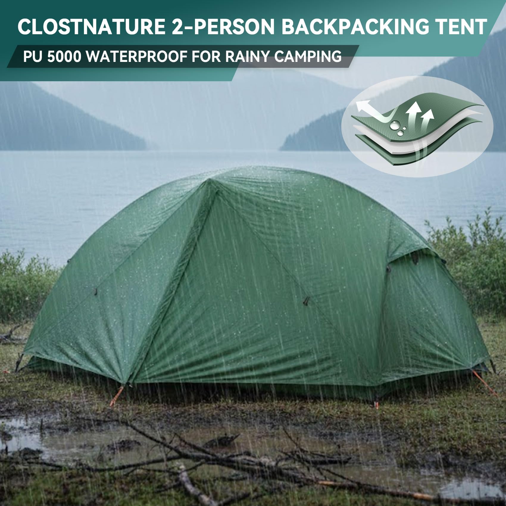 Clostnature vestibule with gear stored, offering dry organized storage