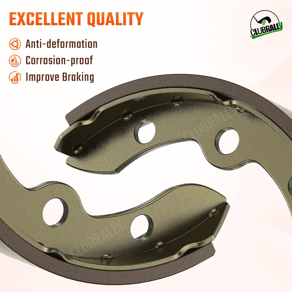 CLUBRALLY four brake shoes laid out showing friction lining for consistent braking