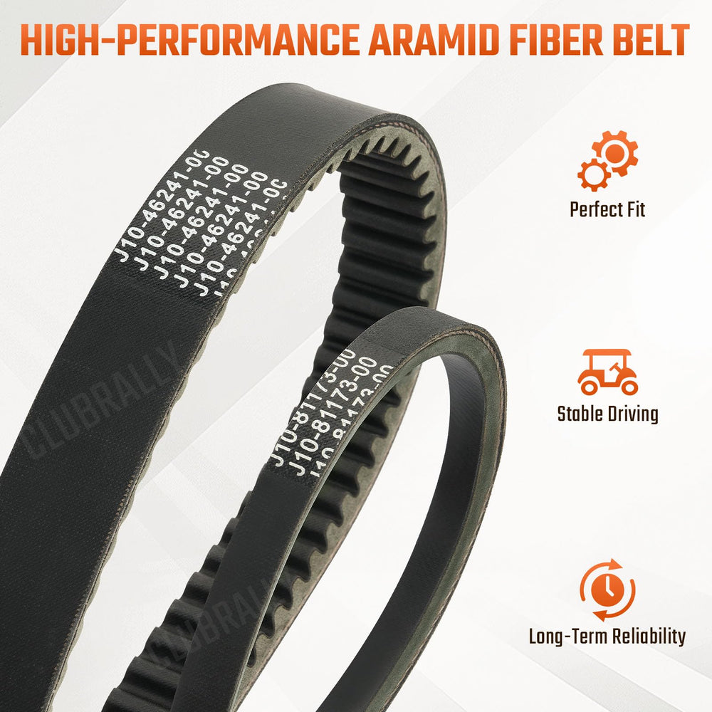 CLUBRALLY drive belt close-up displaying width and tooth profile for secure power transfer
