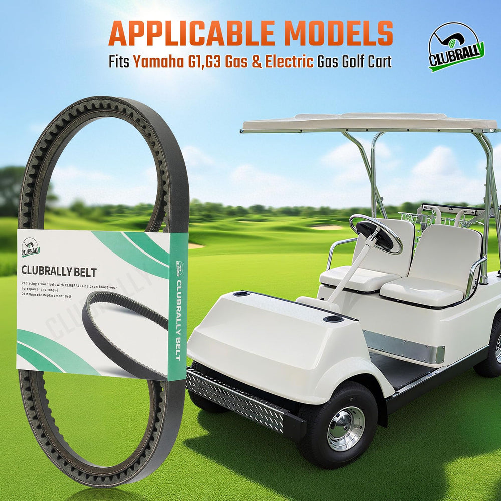 CLUBRALLY belt kit with a golf cart on course demonstrating restored performance and reliability