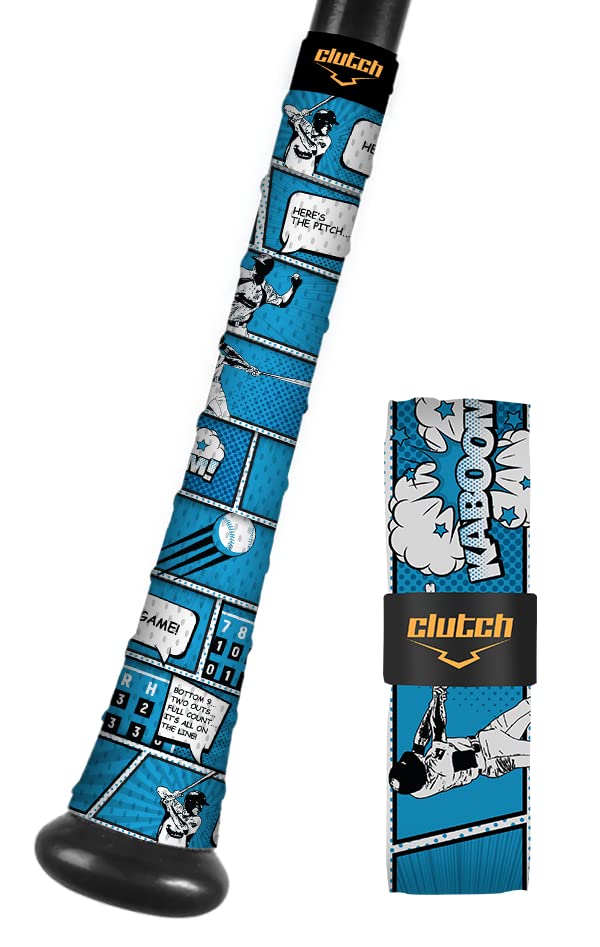 Clutch Sports Apparel front view of Comic Strip grip tape showing full roll and packaging benefit: clear style and easy handling