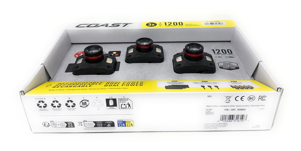 COAST CH1000R with AAA backup batteries shown for reliable dual-power option