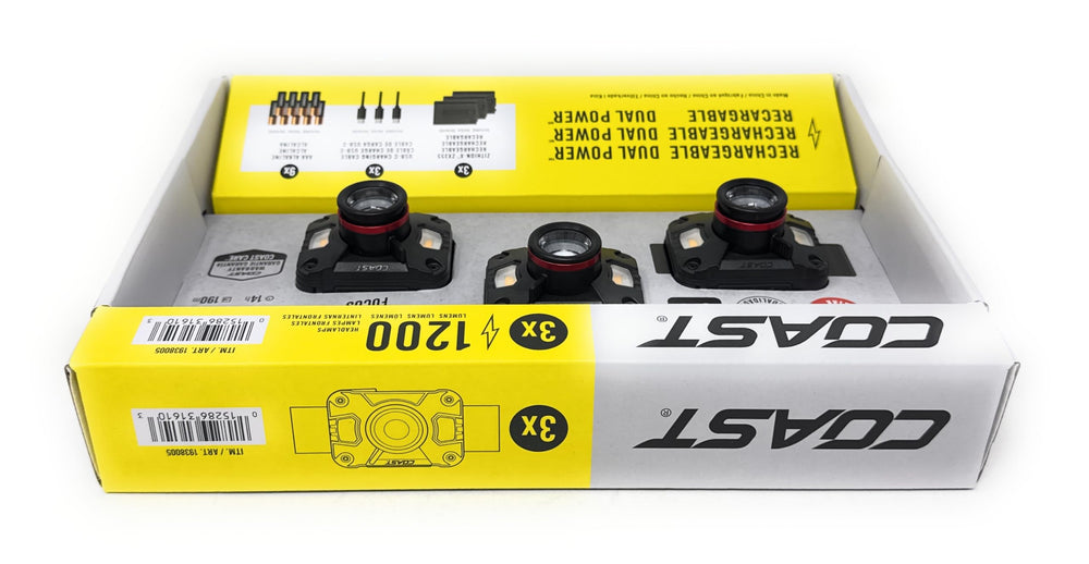 COAST CH1000R three-pack boxed packaging highlighting value and readiness