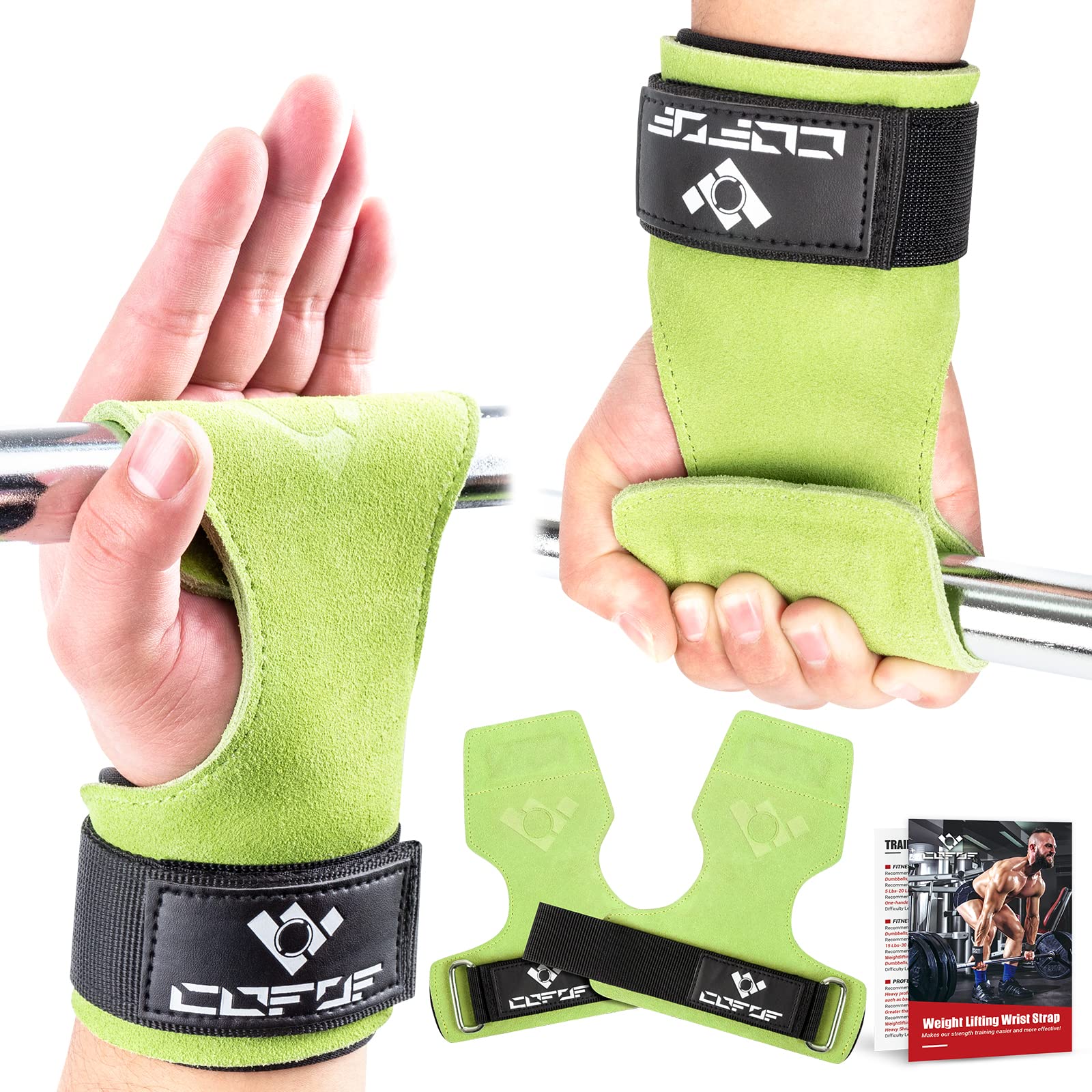 COFOF front view showing both leather wrist straps and secure fit benefit