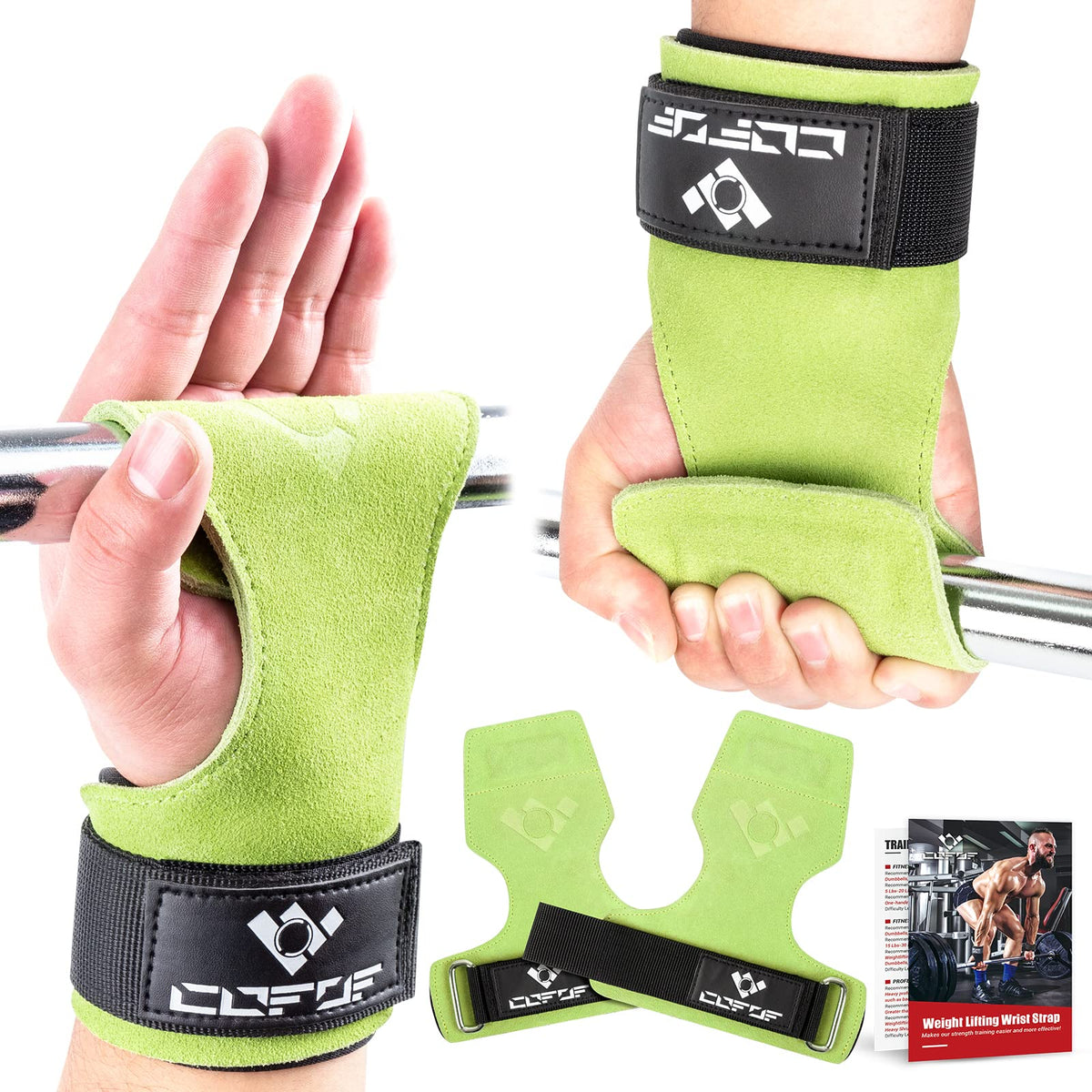 COFOF front view showing both leather wrist straps and secure fit benefit