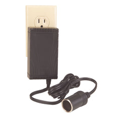 Coleman adapter front view showing housing and cord, brand reliability and easy storage
