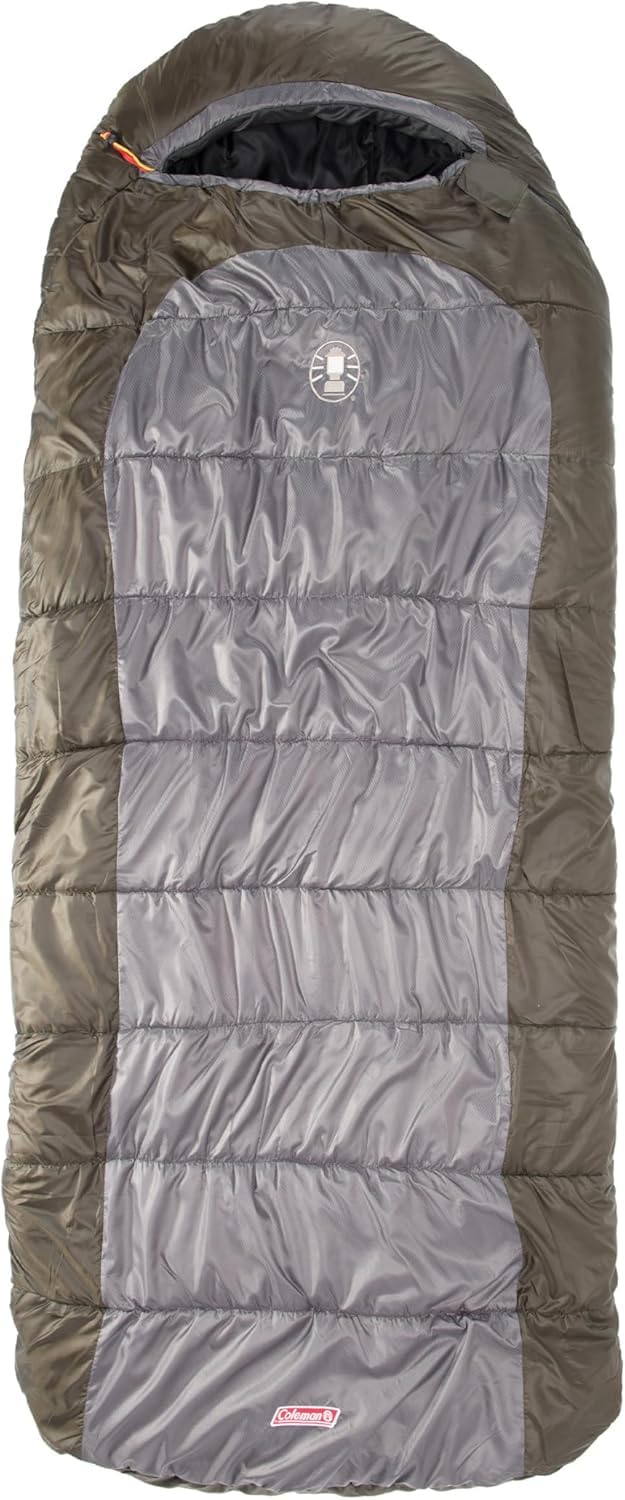 Coleman front view of Big Basin bag showing shape and roomy fit for taller campers