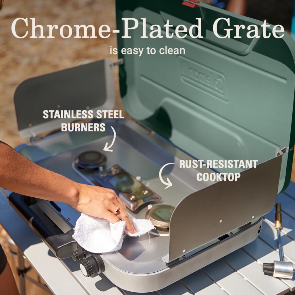 Coleman Cascade 328 next to a 16 oz. propane cylinder showing size and burn time