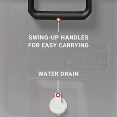 Coleman swing-up handle detail showing secure grip for easier transport