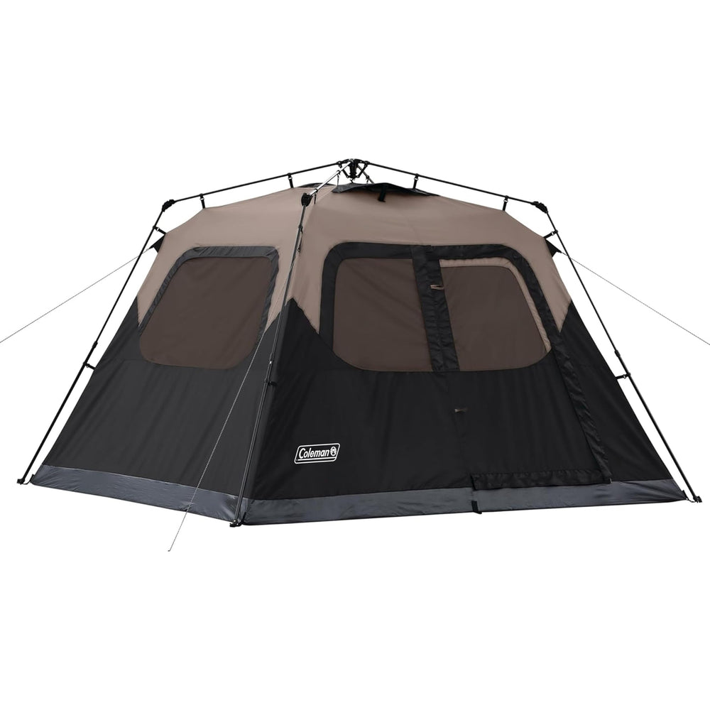 Coleman instant tent front view showing roomy doorway and quick setup benefit