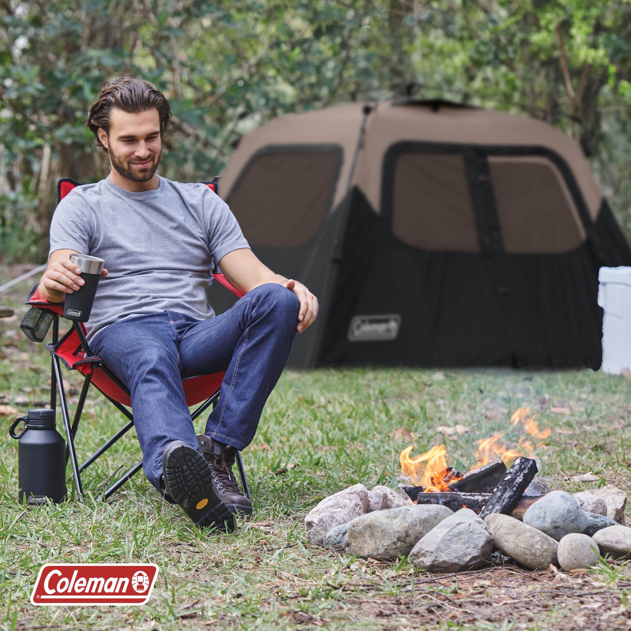 Coleman instant tent packed in carry bag showing compact transport benefit