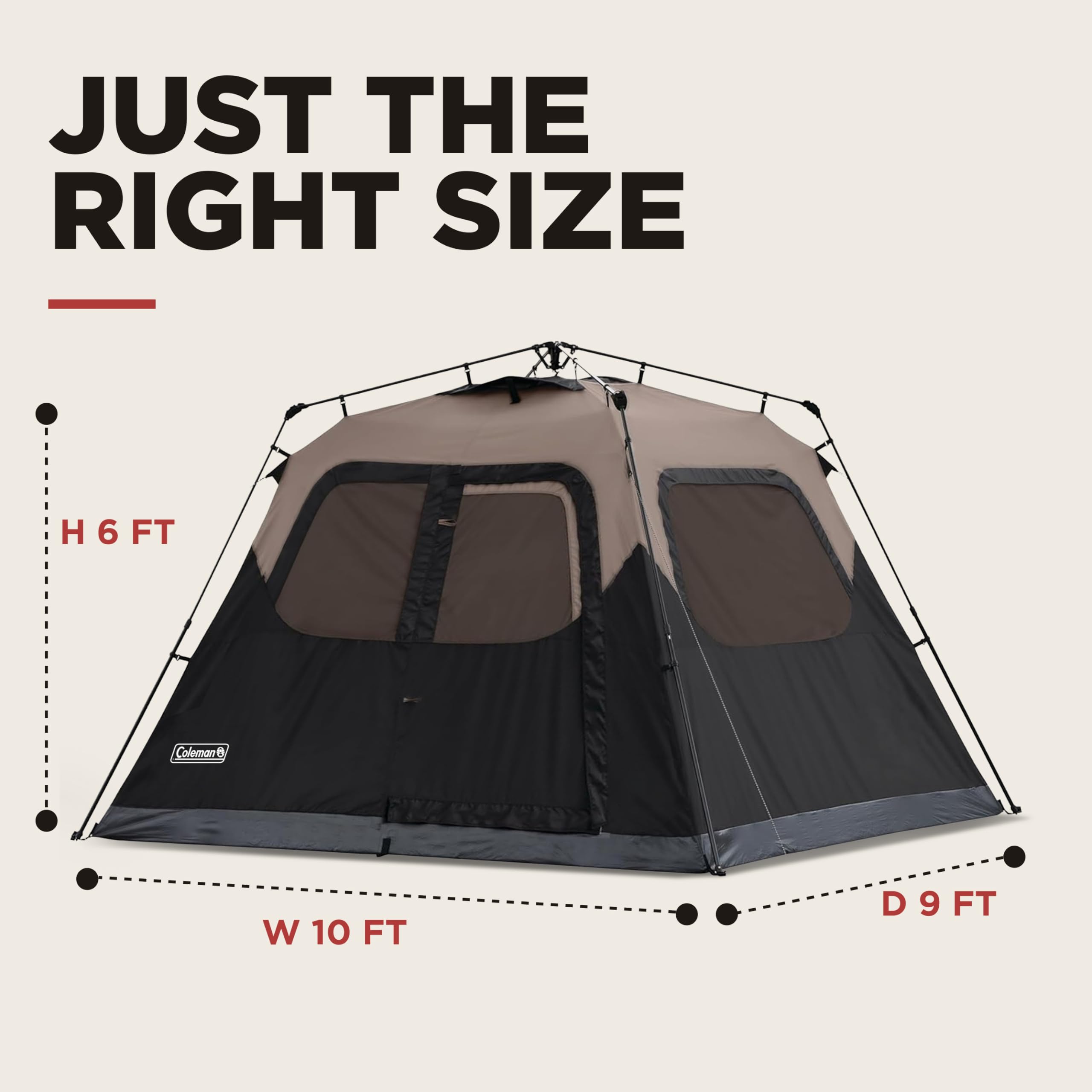 Coleman instant tent vented rainfly close-up showing weather protection benefit